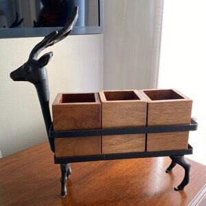Pottery Barn Reindeer Flatware Tabletop Caddy